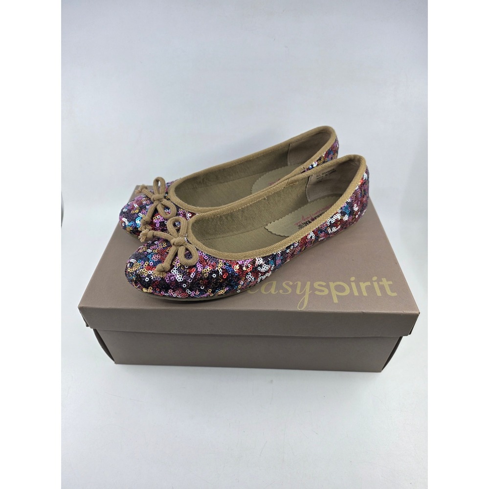 American Rag Lolly Sequin Ballet Flats Multi Color Bow Shoes Womens 10M